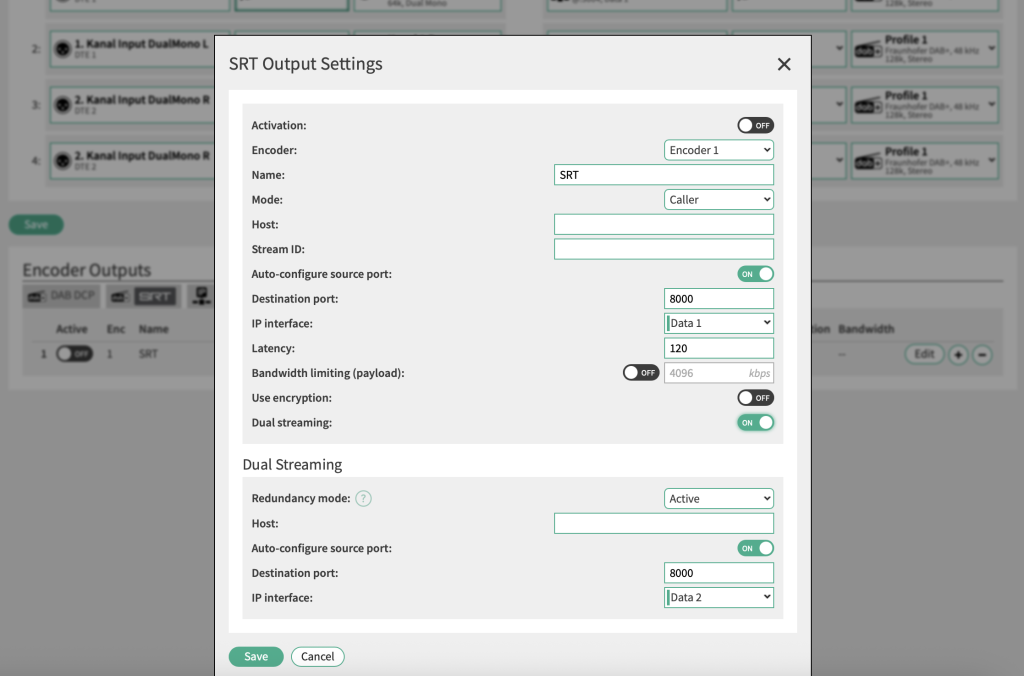 Screenshot of SRT Settings